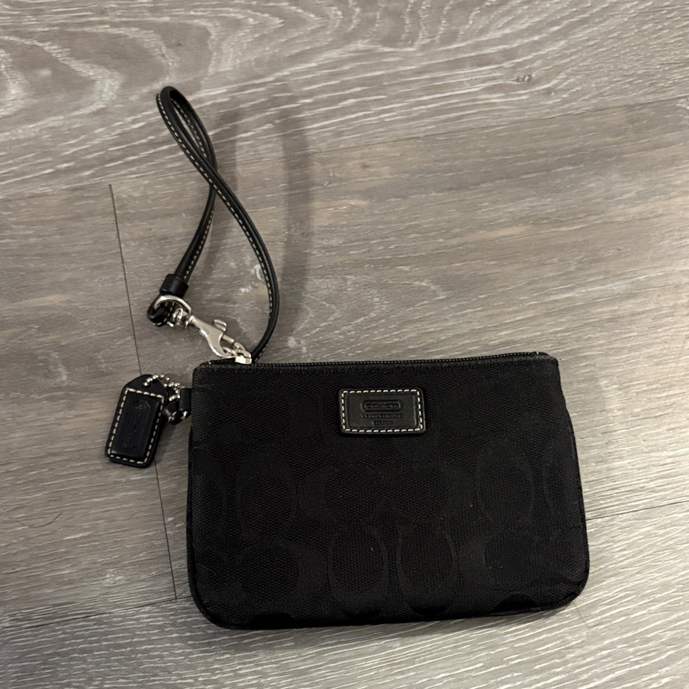 Coach Black Wristlet with Logo Accent